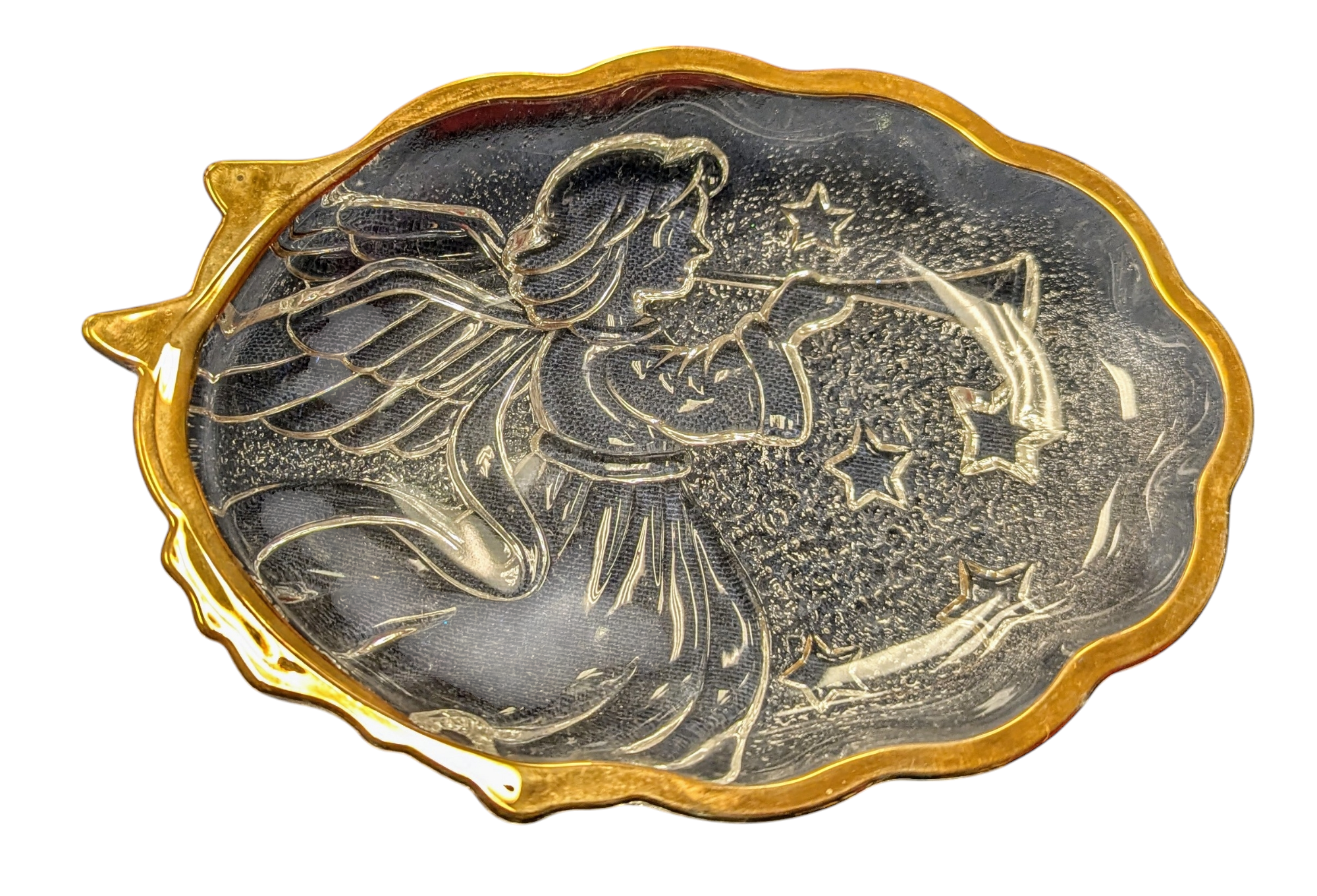 Mikasa Holiday Angel Song Gold Rim Sweet Candy Dish WX027/502 Japan 6.5"x 4.5" image 2