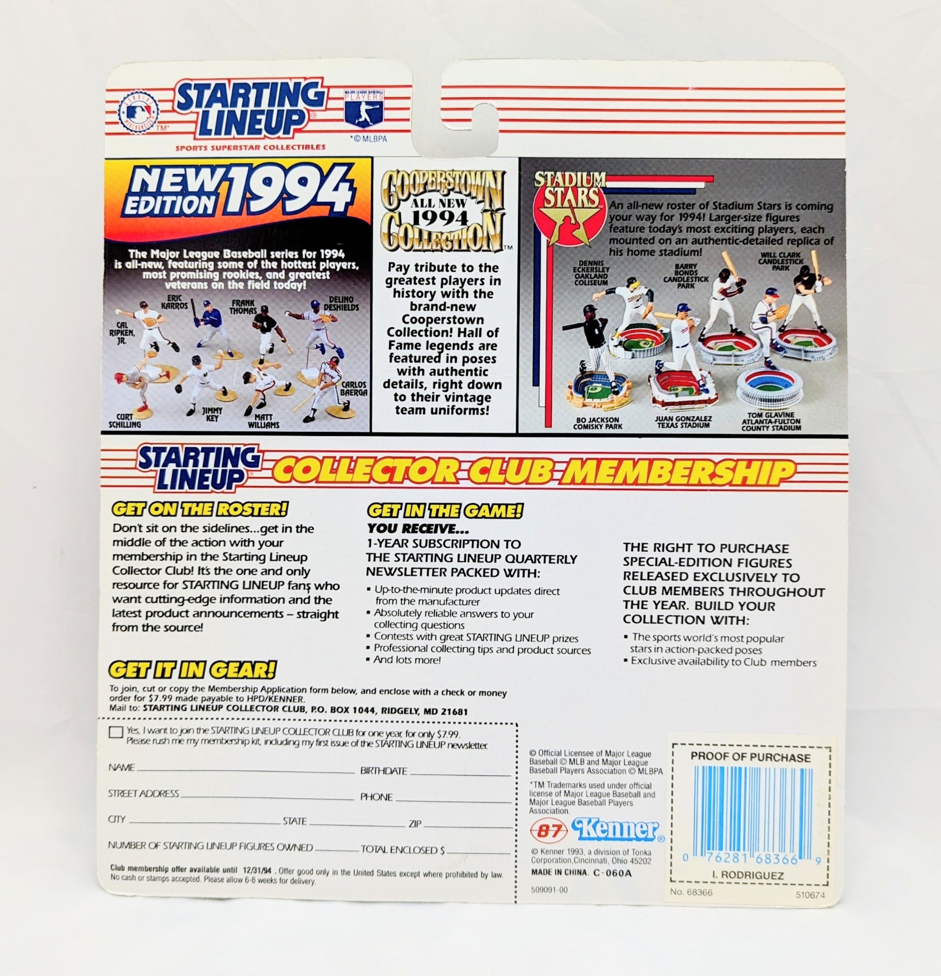 1994 Kenner Starting Lineup Ivan Rodriquez Texas Rangers Baseball Figure image 2