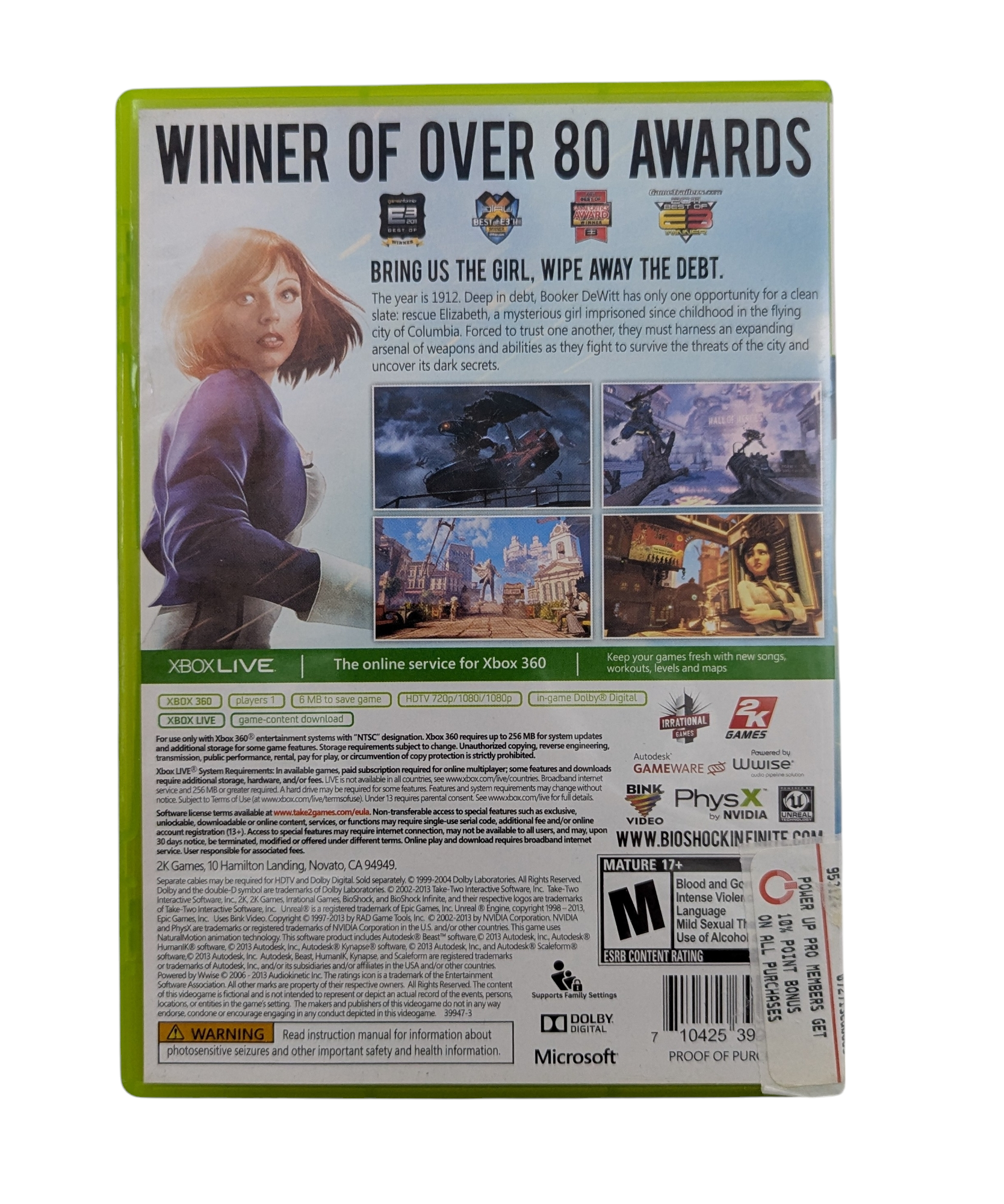 2013 2K Games Microsoft Xbox 360 Bioshock Infinite Video Game image 2