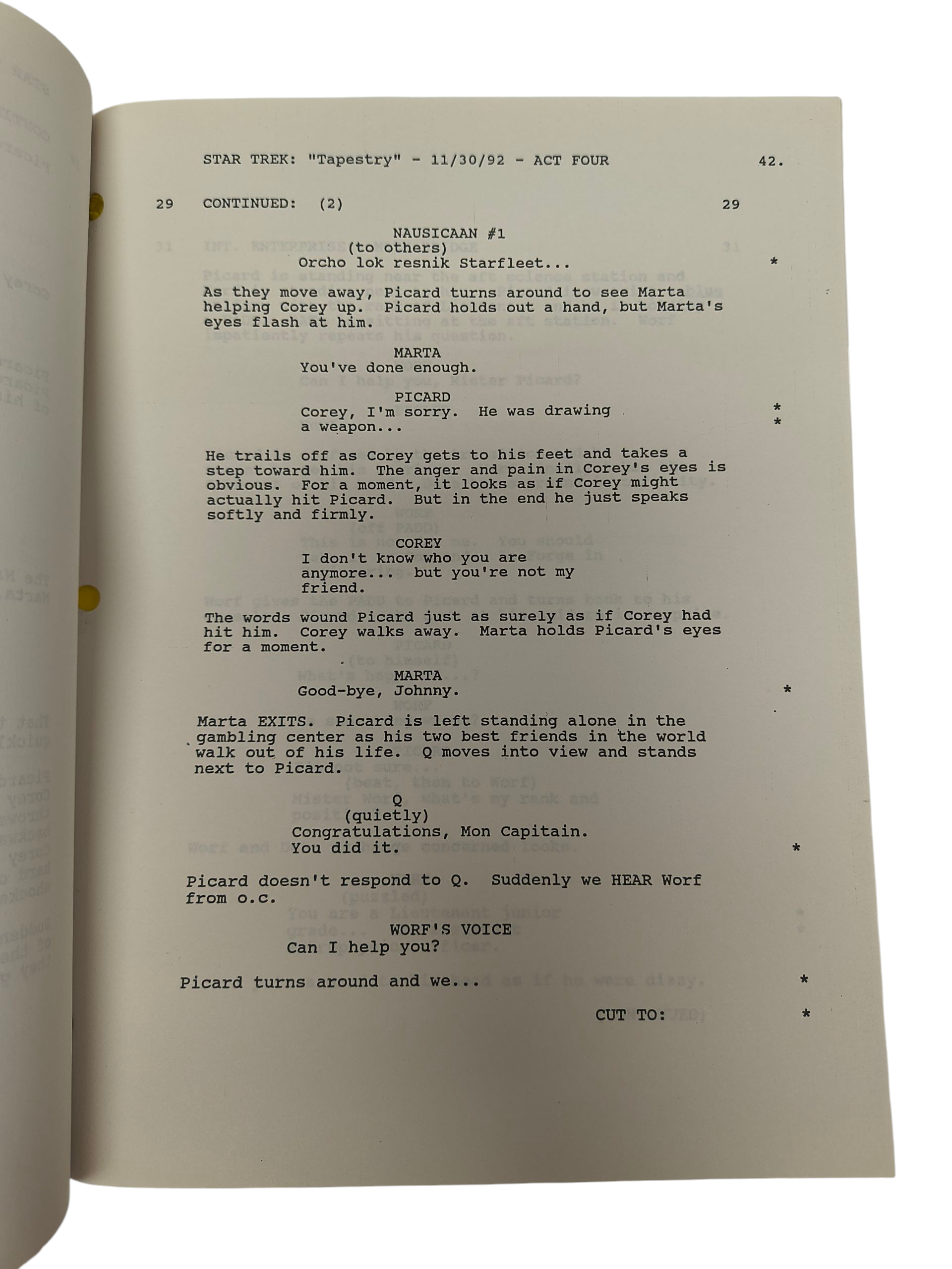 Star Trek The Next Generation Tapestry Original Script 1992 Signed Majel Barrett image 4