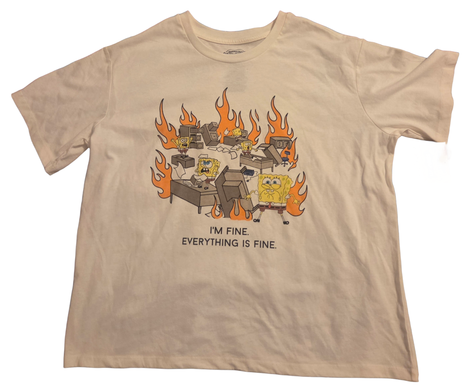 Nickelodeon Spongebob I'm Fine Everything Is Fine Fire T-Shirt XX-Large