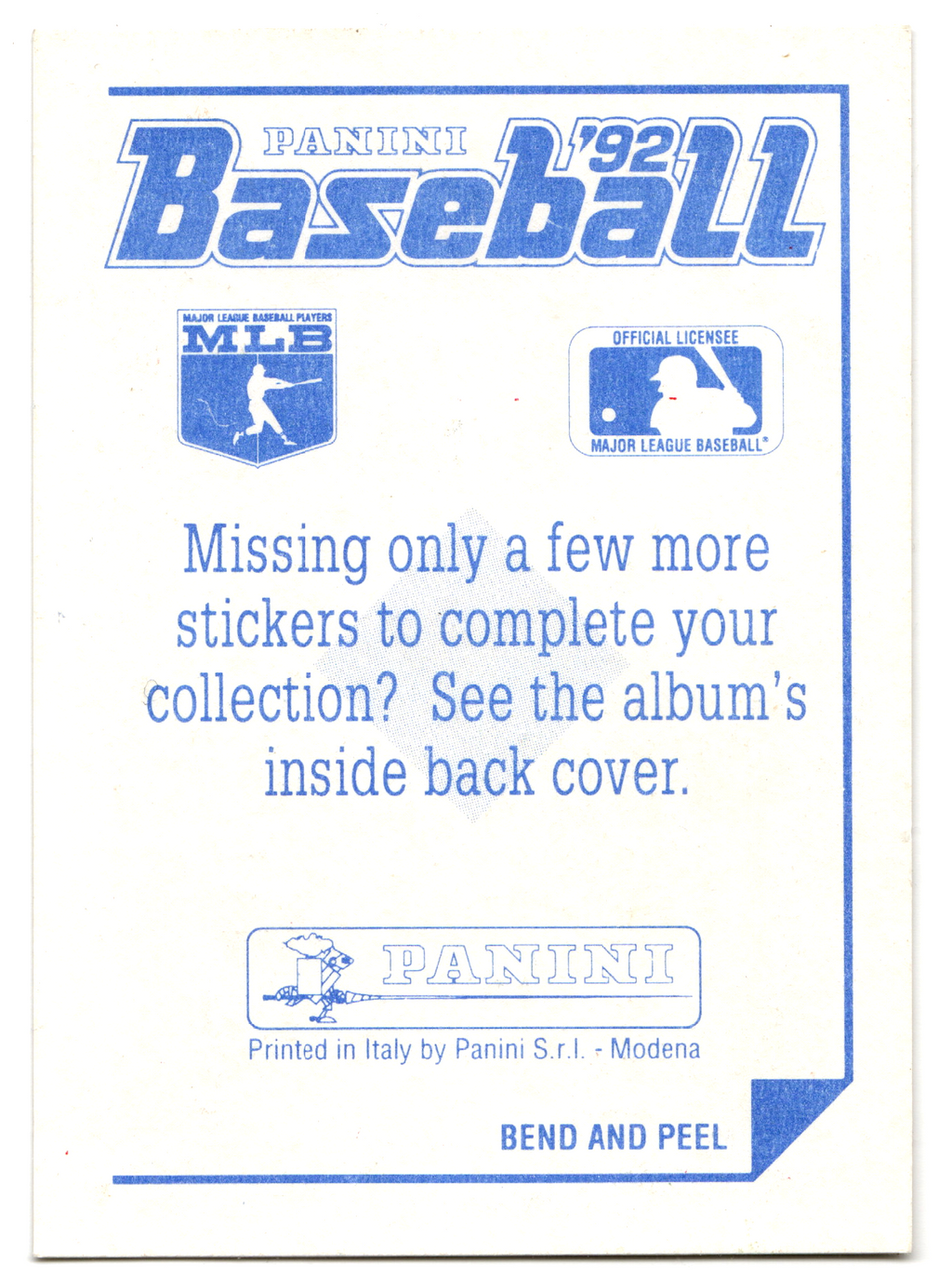 1992 Panini Album Stickers Ryne Sandberg #282 HOF image 2