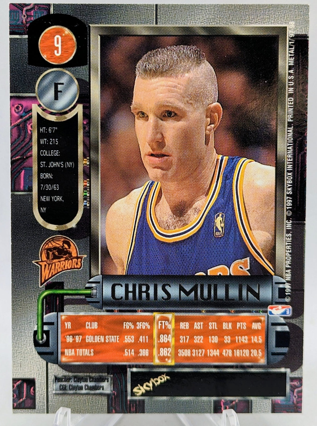1997-98 Skybox Metal Universe Chris Mullin Golden State Warriors Basketball #9 image 2