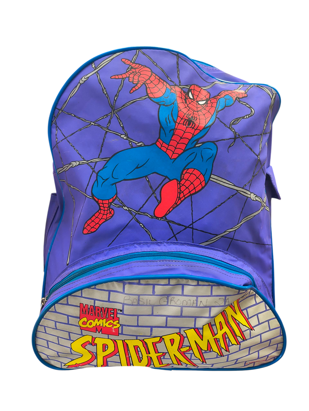 1996 Impact Marvel Comics Spider-Man Animated Series Blue/Purple Kids Backpack