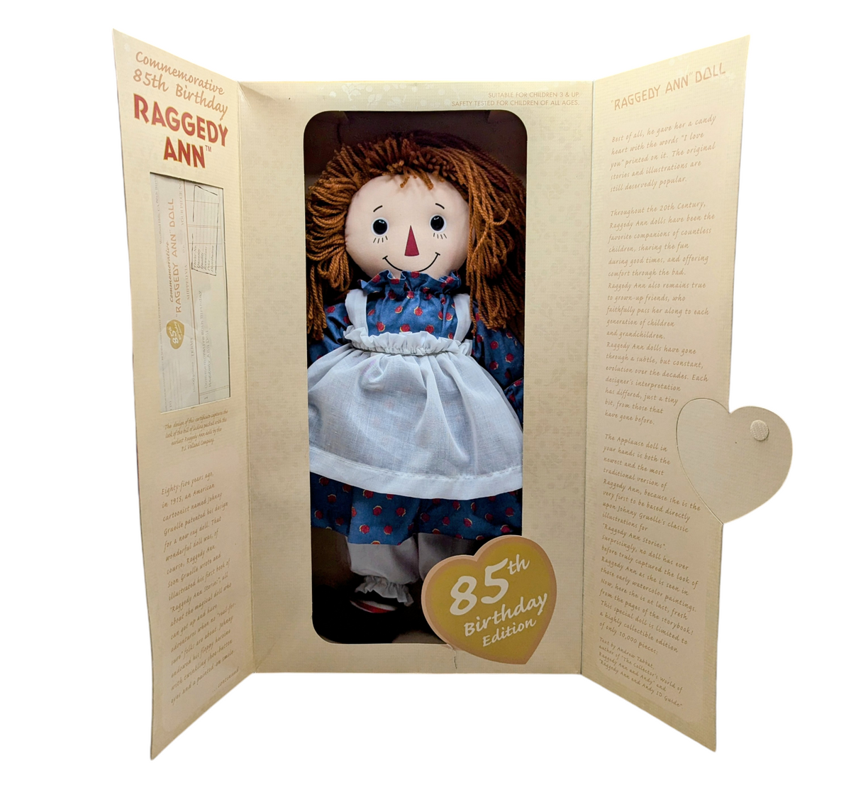 1999 Applause Raggedy Ann 85th Commemorative Birthday Edition 18" Doll