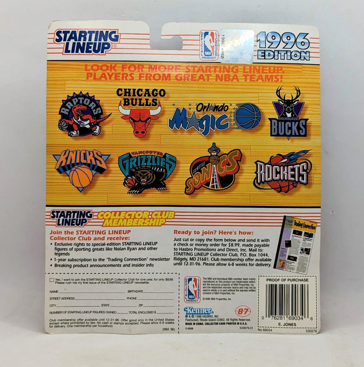 1996 Starting Lineup Eddie Jones LA Lakers Basketball Figure image 2