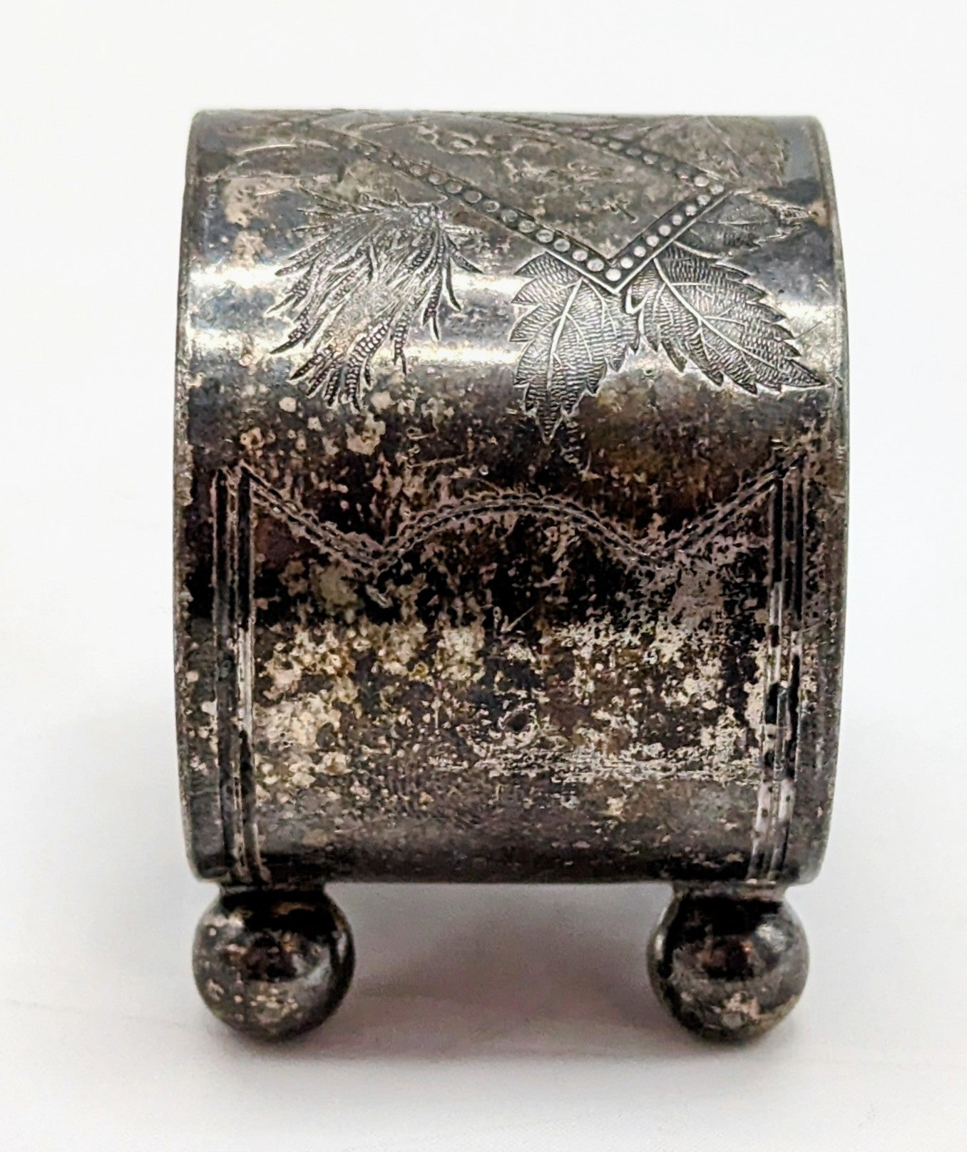 Antique Silver Plate Napkin Holder Ball Feet - Personalized image 2