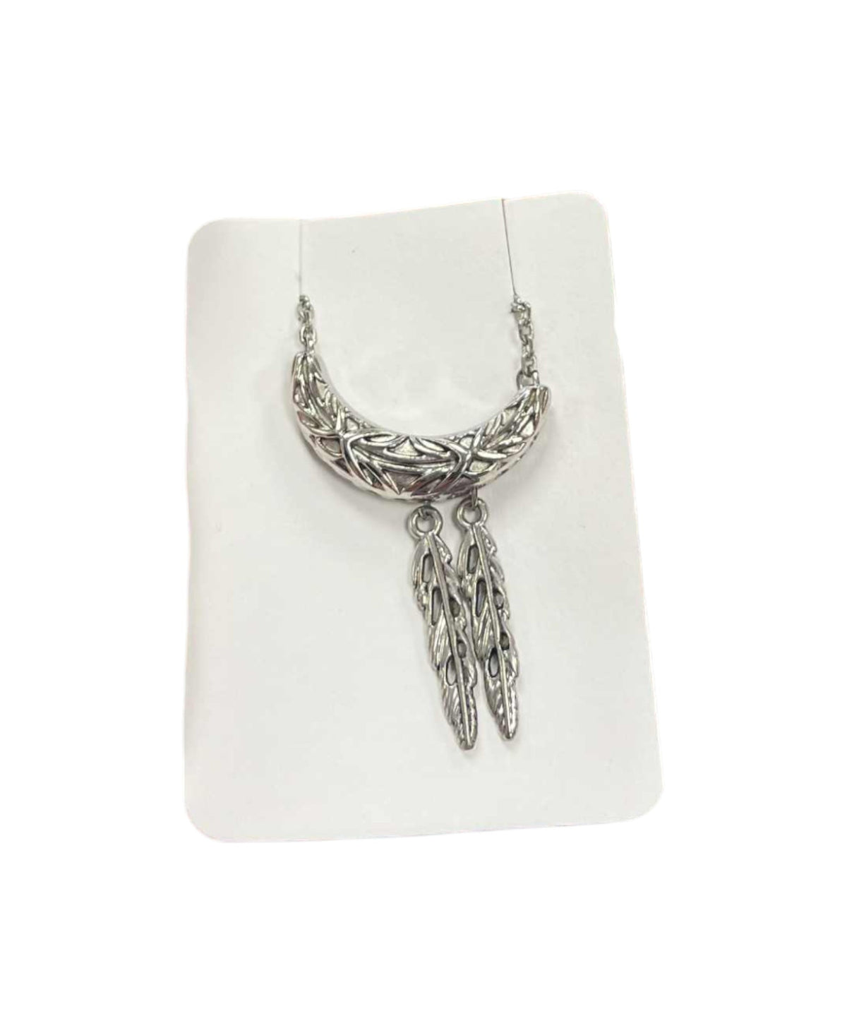 Lia Sophia Featherstone Silver Tone Feather Dangle Retired Pendant Necklace