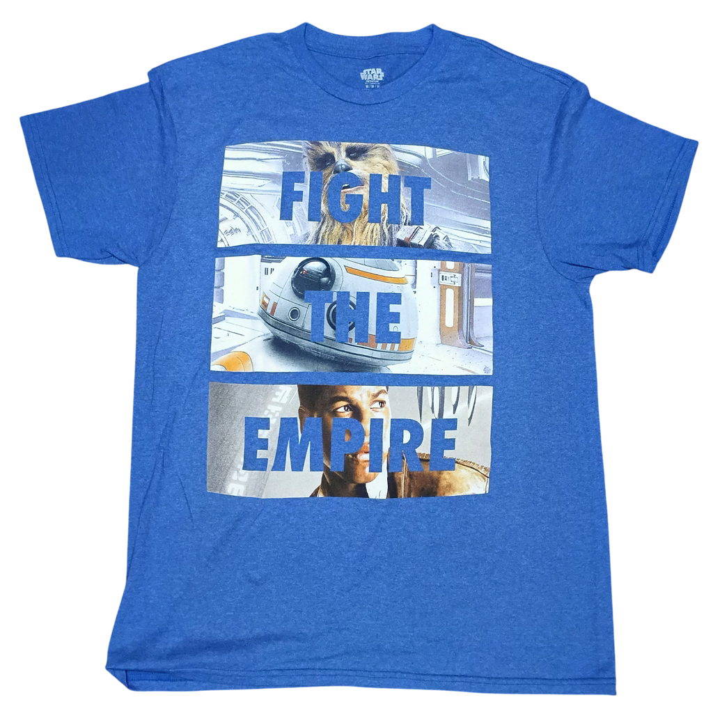 Star Wars Fight The Empire Chewbacca R2D2 Finn Graphic Blue Medium T-Shirt
