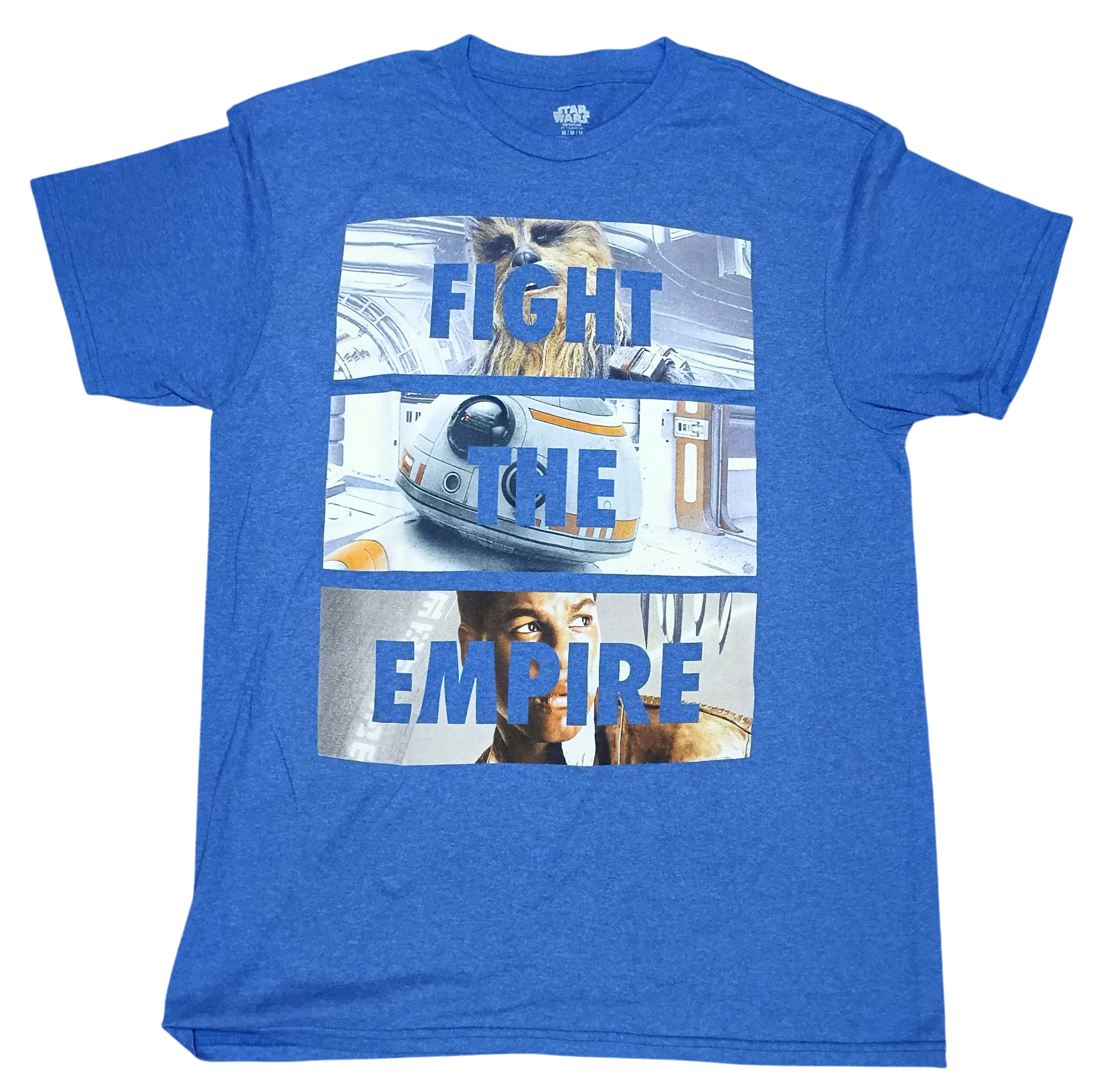 Star Wars Fight The Empire Chewbacca R2D2 Finn Graphic Blue Medium T-Shirt