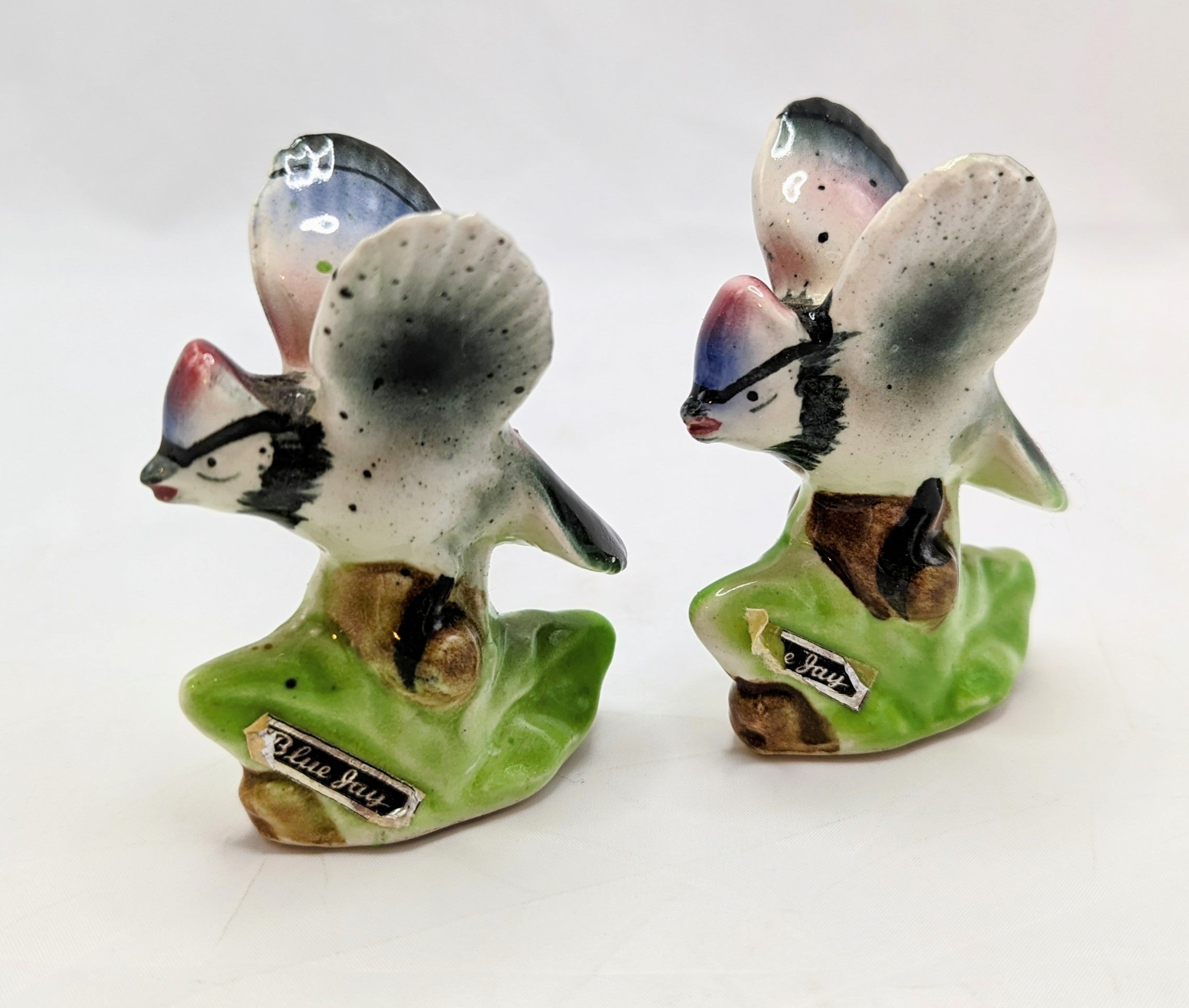Vintage Porcelain Flying Blue Jays Salt And Pepper Shakers Made In Japan image 2