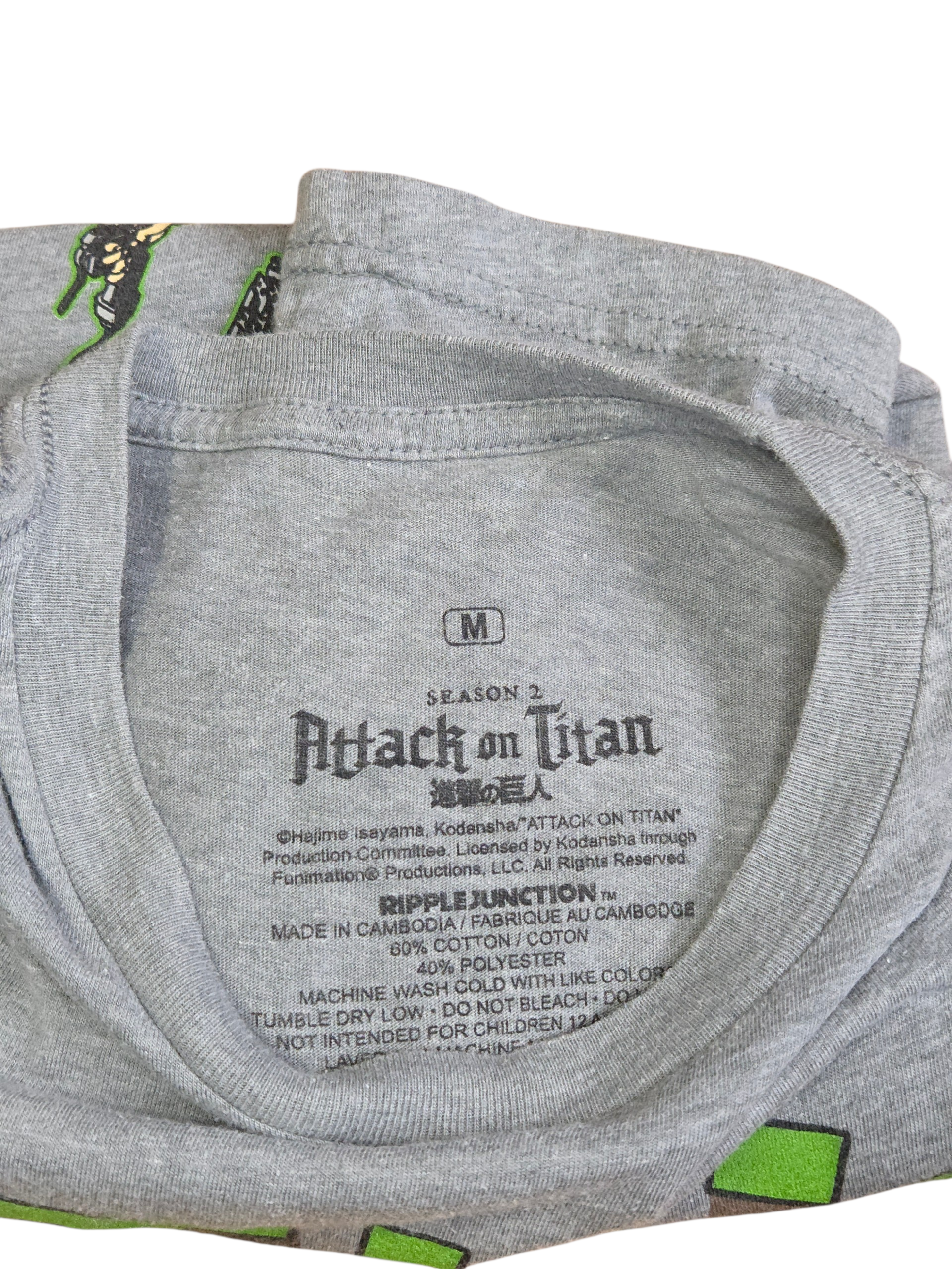 Attack On Titan Season 2 Eren Jaegar Scout Regiment Kanji T-Shirt Medium image 3