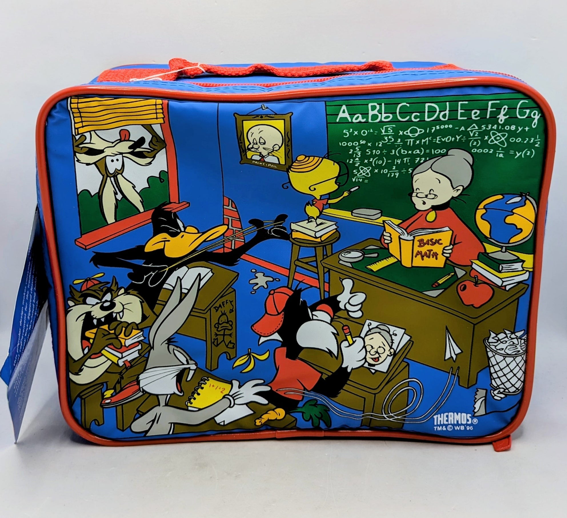 1995 Warner Store Looney Tunes Classroom Vinyl Lunch Box Taz Bugs Daffy Wiley