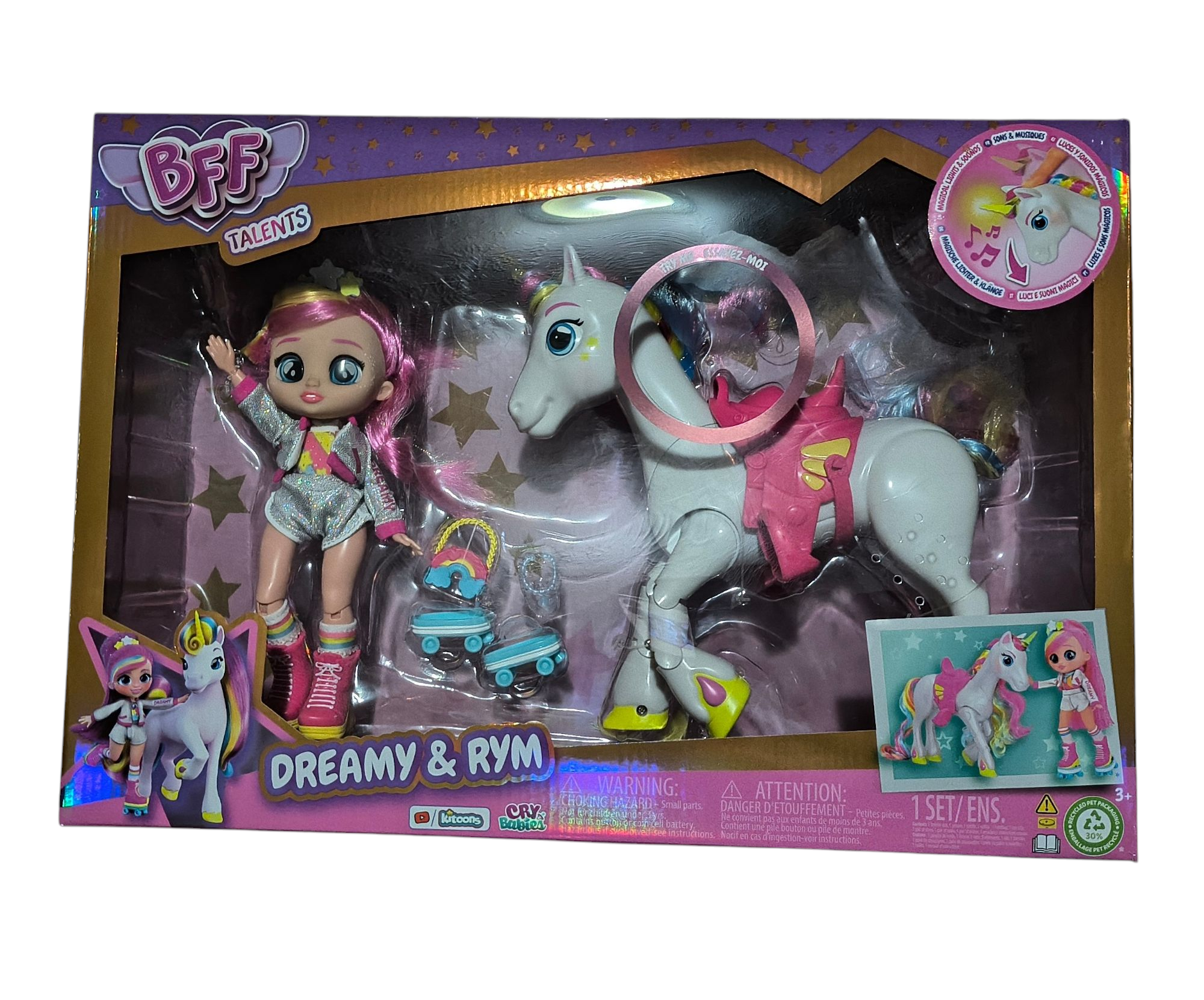 Cry Babies BFF Dreamy & Rym Fashion Doll w/ 9+ Surprises Lights & Sounds Unicorn