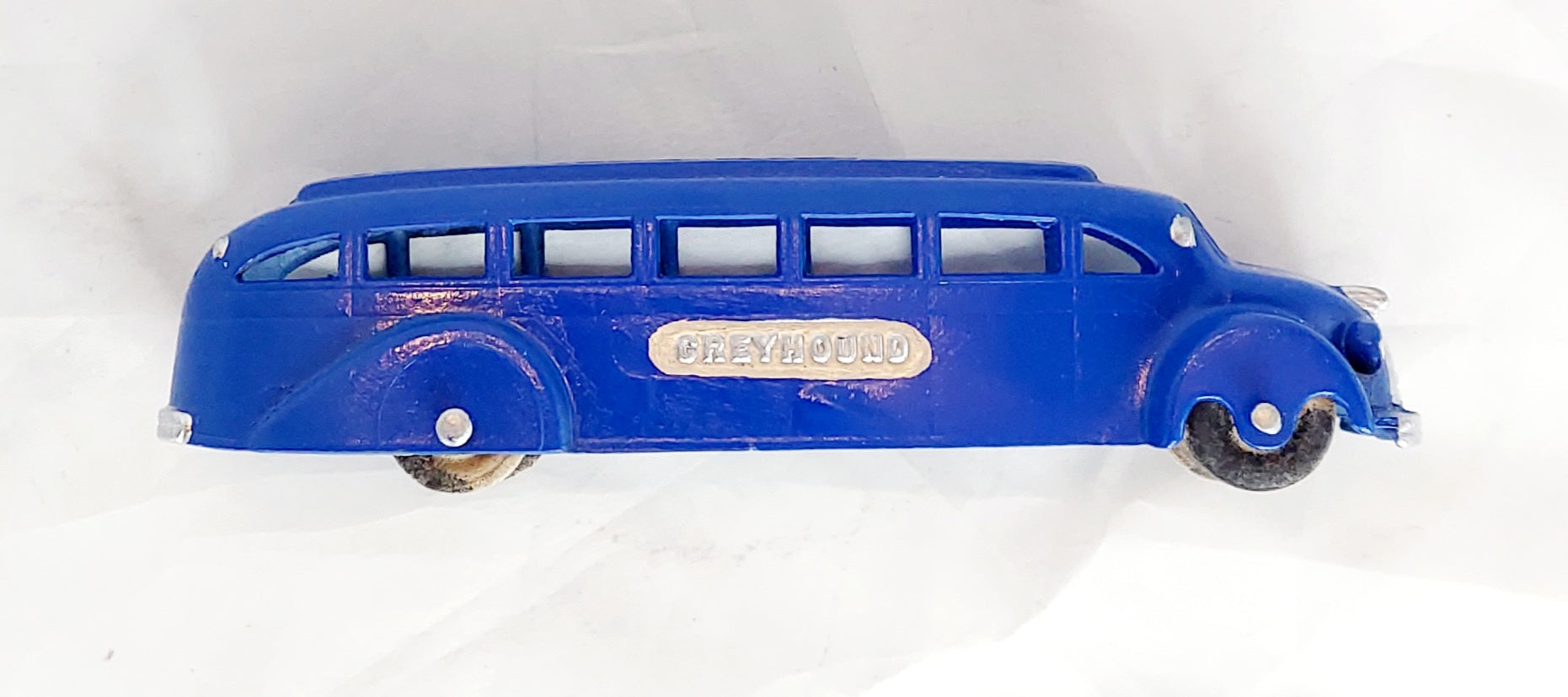 1937-39 Tootsietoy Greyhound Bus With Wood Wheels 6'' Long - Blue image 5