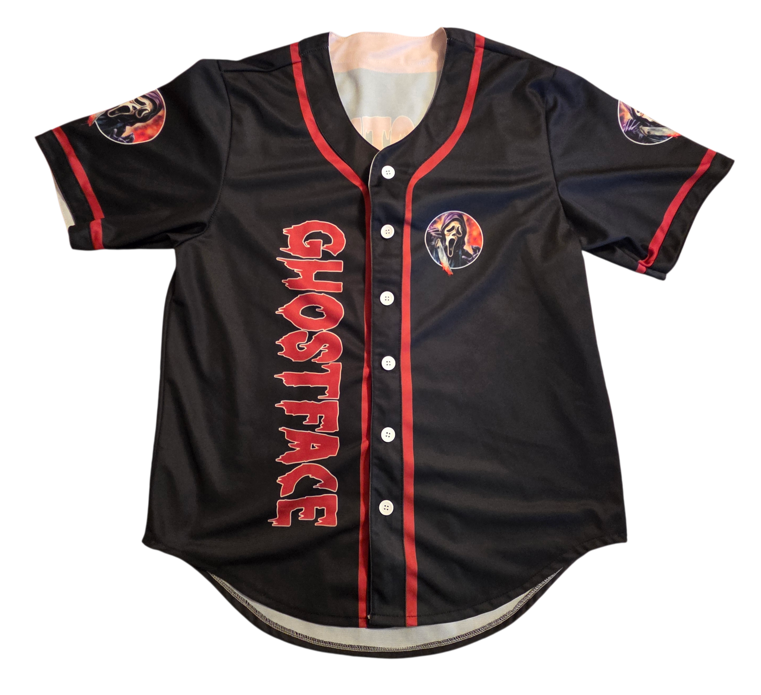 Scream Ghostface Horror Baseball Style Button Up Shirt Size XL