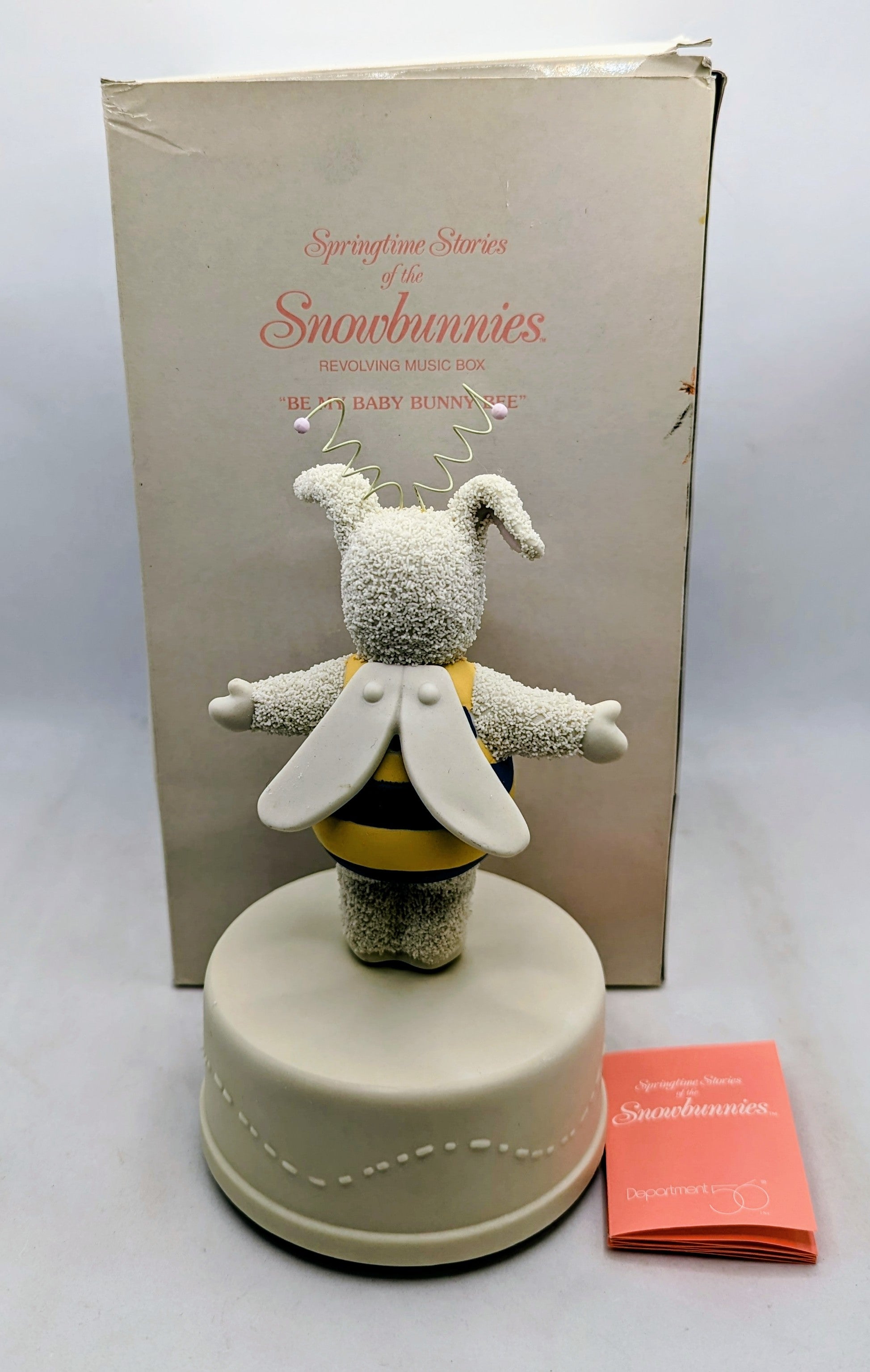 2001 Department 56 Snowbunnies Be My Baby Bunny Bee Revolving Musical Figurine image 2