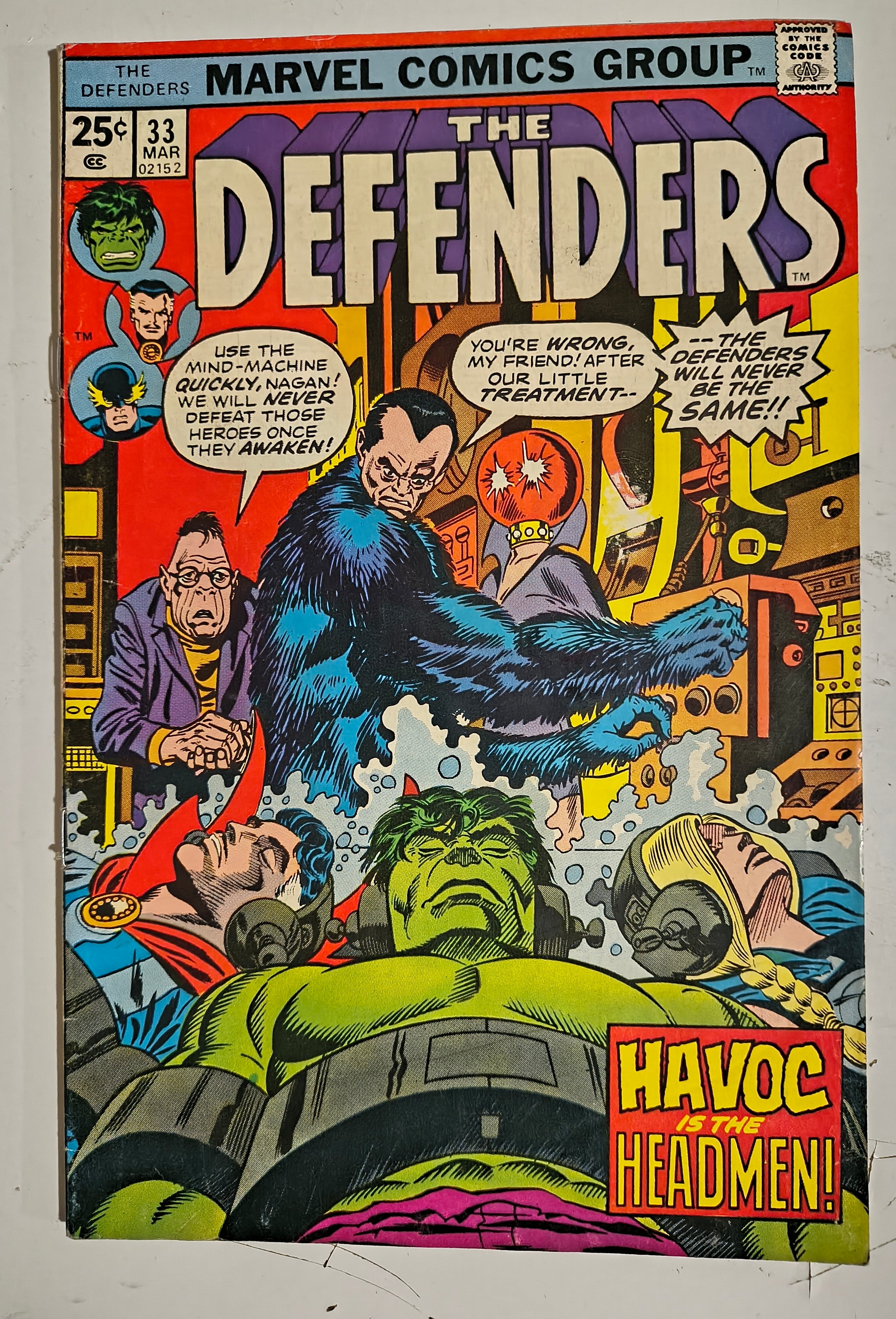 1976 Marvel Comics The Defenders #33 Havoc is The Headmen