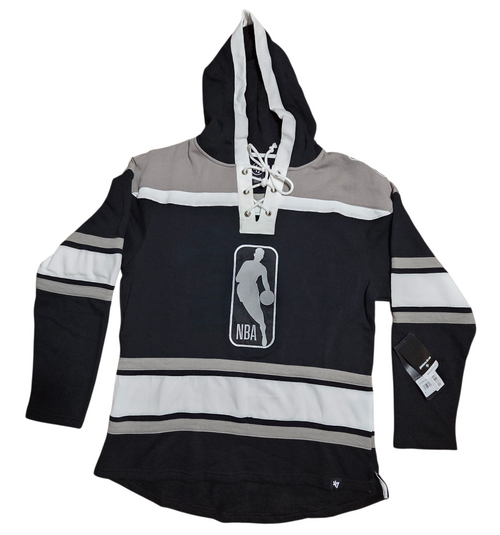 '47 Brand NBA Basketball Lacer Hood Pullover Sweatshirt White/Black/Tan Medium