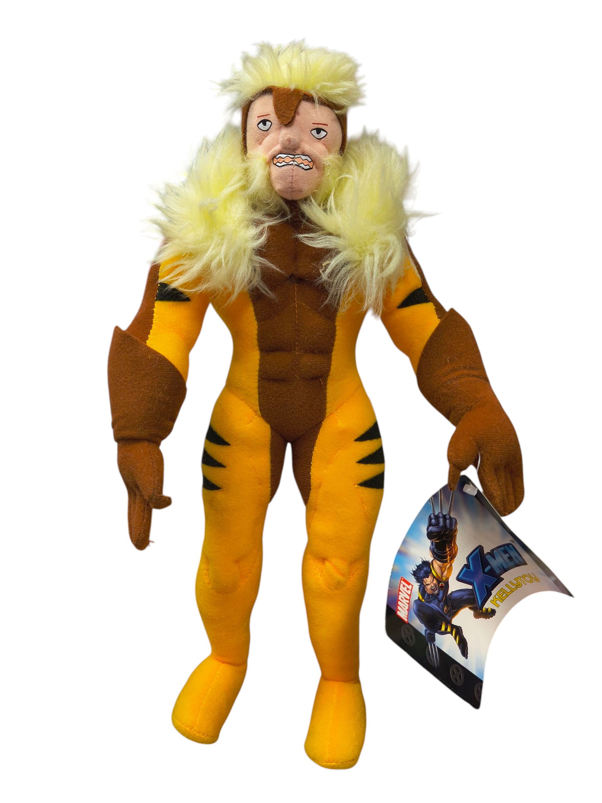 2003 Kellytoy Marvels X-Men Sabretooth 9" Plush Yellow Brown