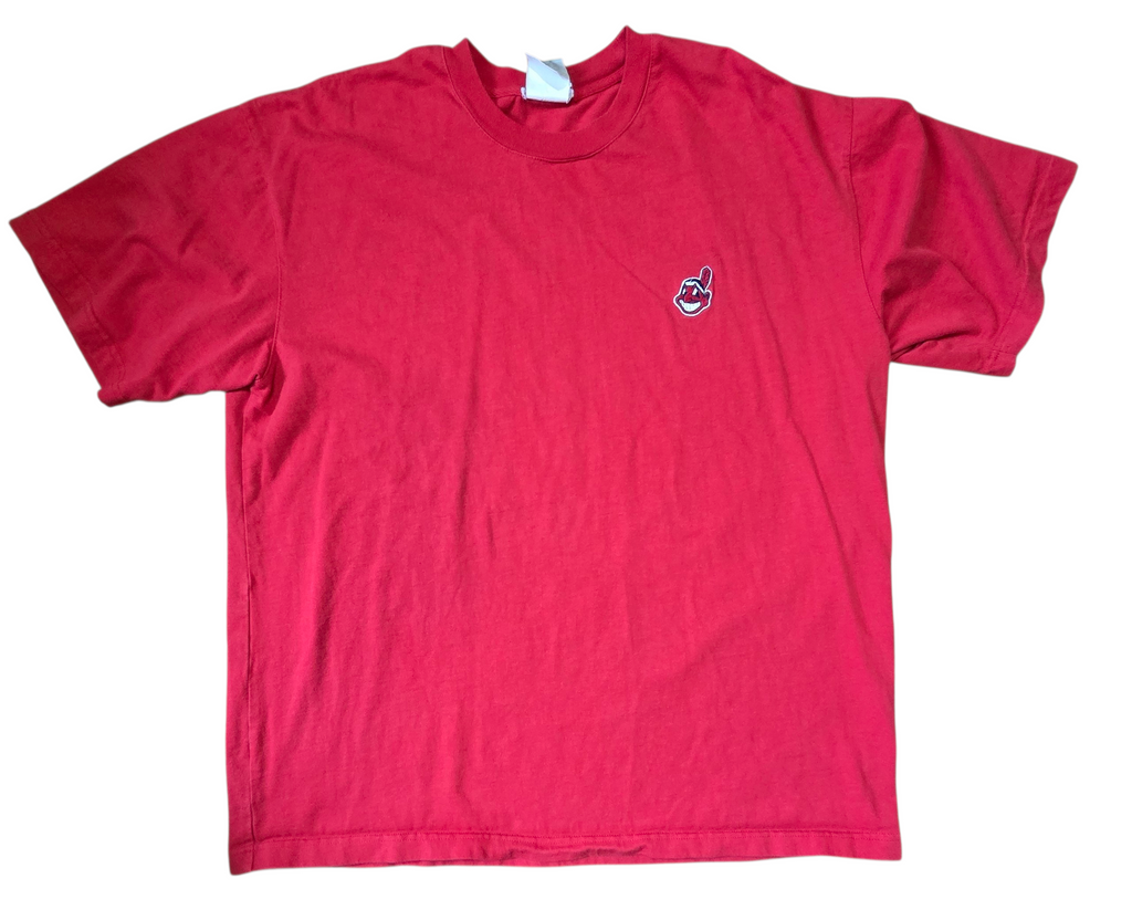 Authentic Baseball Cleveland Indians Chief Wahoo Embroidered Red XL T Shirt