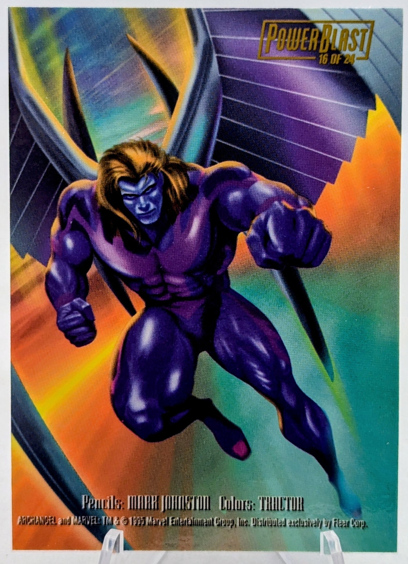1995 Flair Marvel Annual Powerblast Archangel Insert Chase Card # 16 image 2