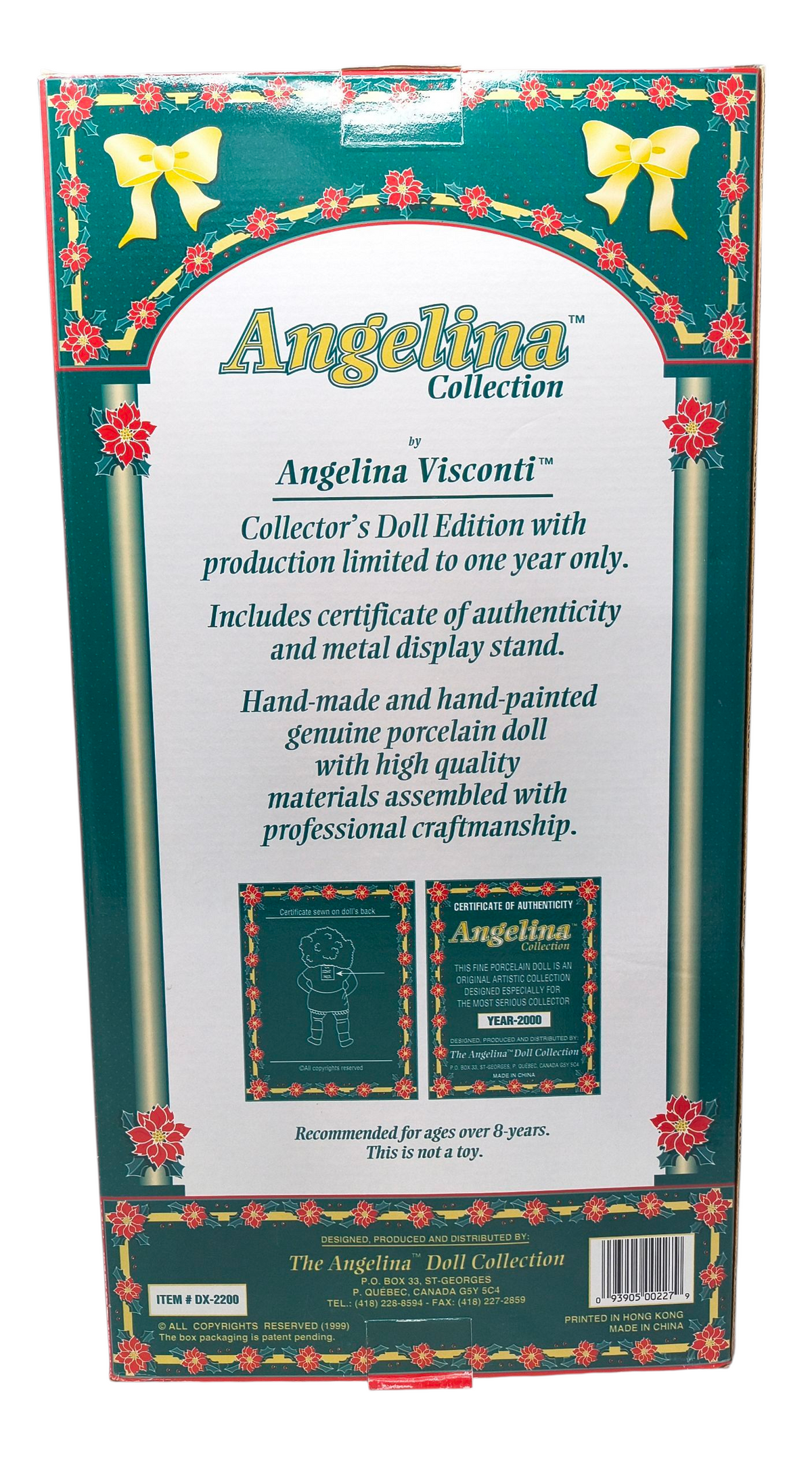 2000 Angelina Visconti Angelina Collection Holiday Red Velvet 16" Porcelain Doll image 2