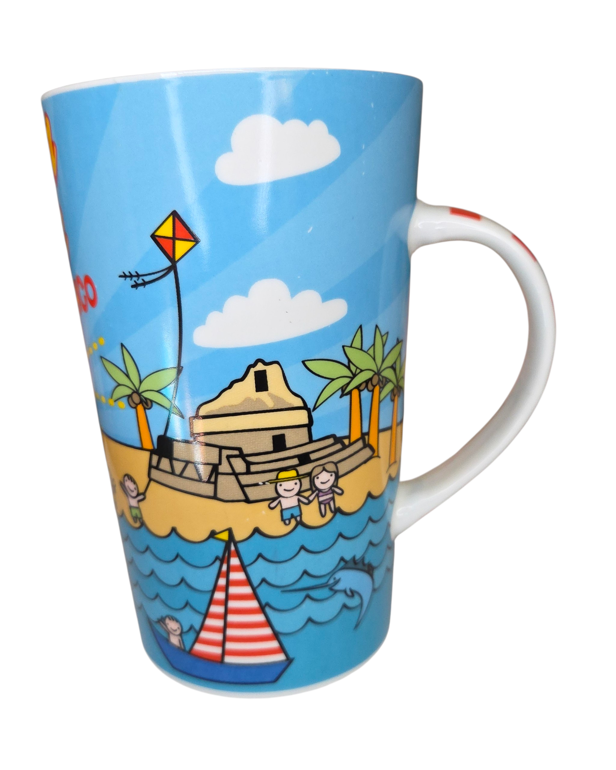 Mexico Cancun Riviera Maya Aztec Souvenir Tall Coffee Mug Cup Multicolor 5.5" image 3