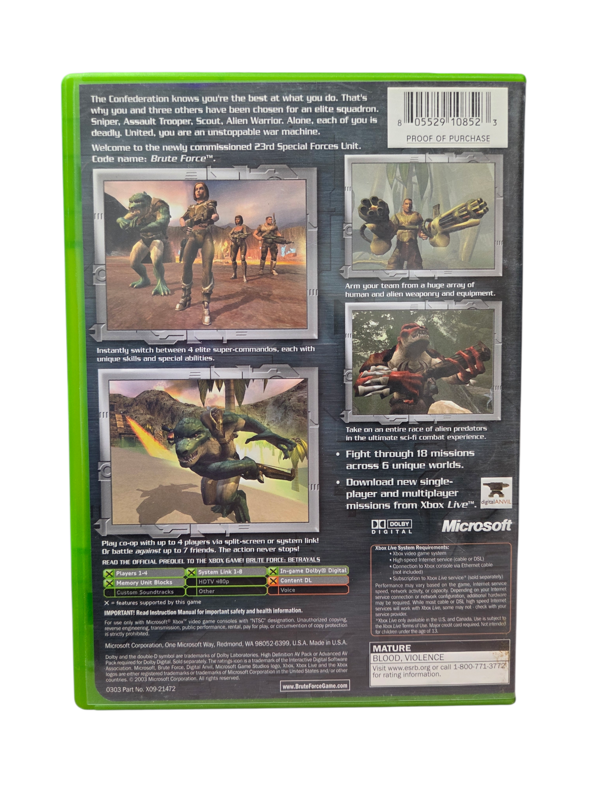 2003 Microsoft Studios Brute Force Xbox CIB image 3