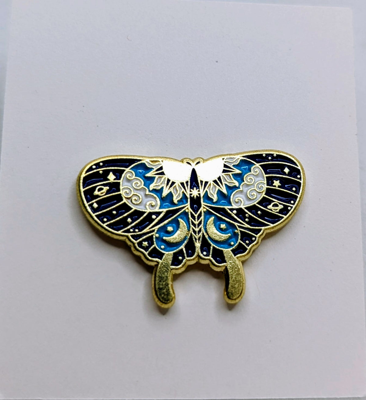 Sun And Moon Pattern Moth Enamel Pin