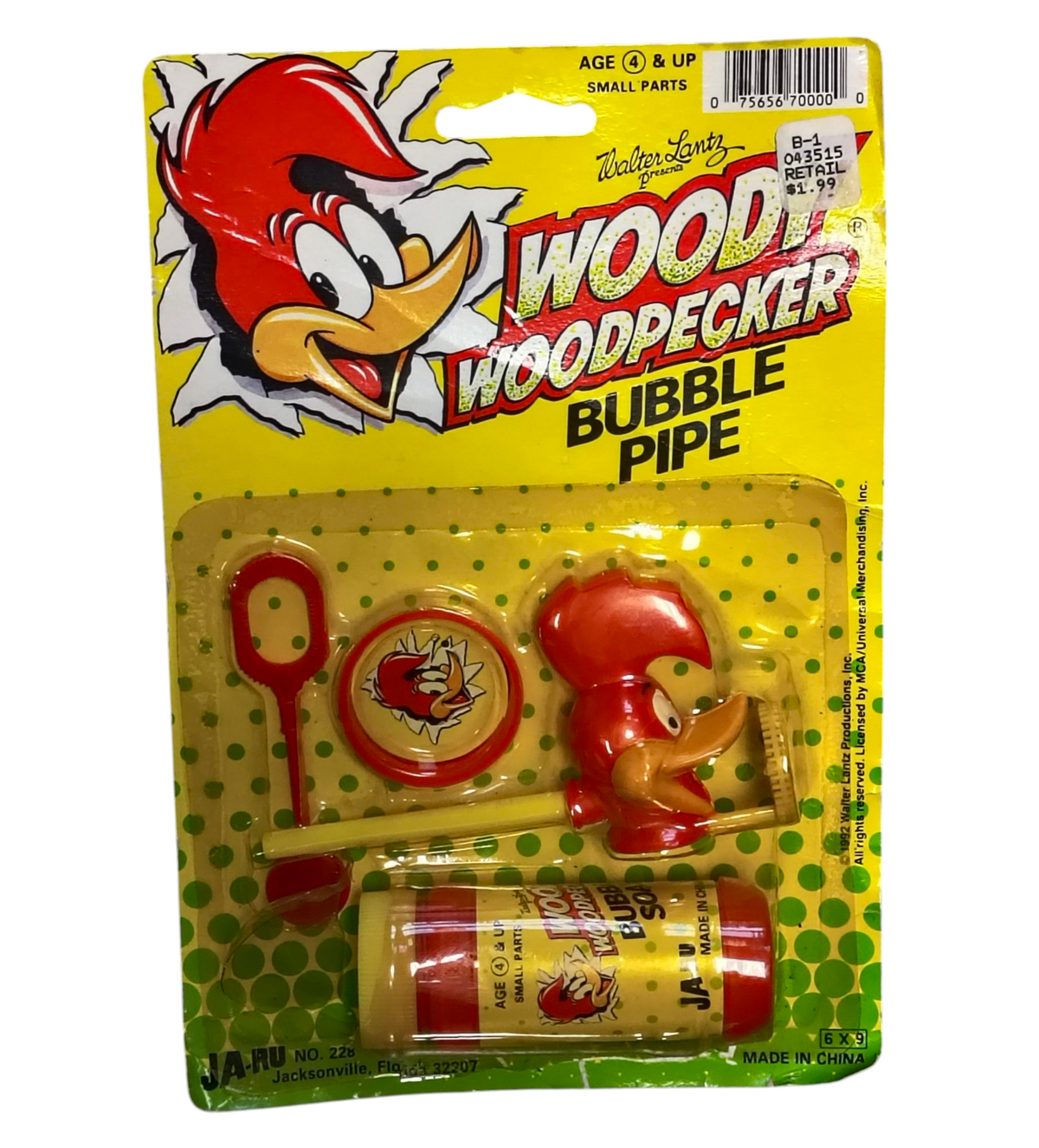 1992 Woody Woodpecker Bubble Pipe Bubble Playset