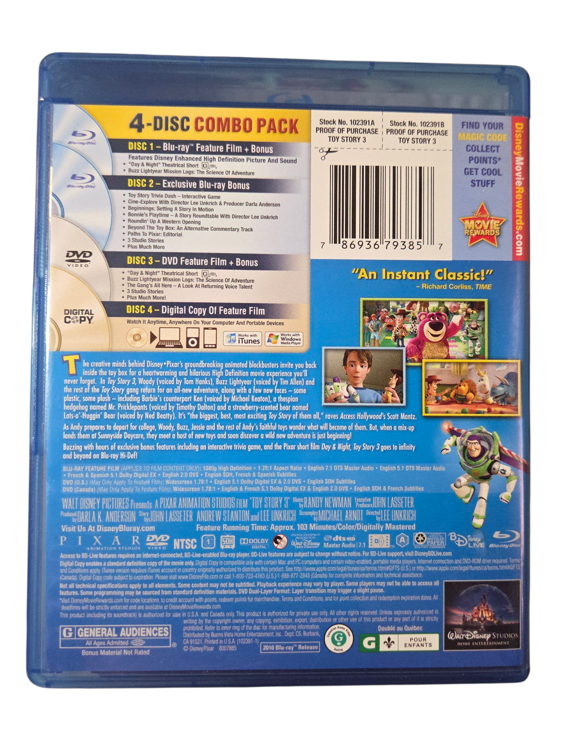 2010 Disney Toy Story 3 2 Disc Blu-ray Digital Copy - Missing DVD image 2