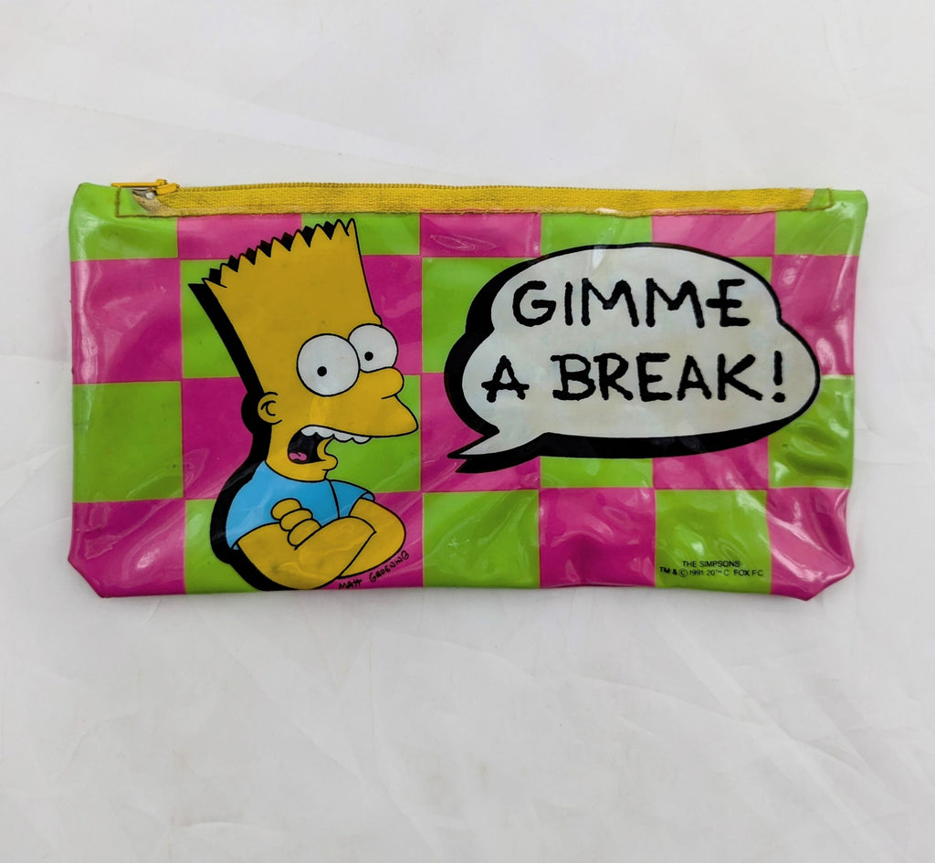 1991 The Simpsons Bart Simpsons Gimme A Break Vinyl Pencil Case Stationary Case image 2
