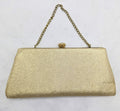 Vintage 1960s Fabric Textured Gold Metallic Clutch Purse