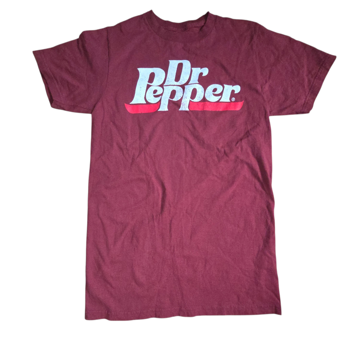 Dr Pepper Graphic Classic Lettering Logo Maroon T-Shirt Size Small