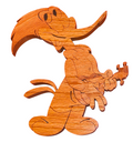 Custom Made Woody Woodpecker Playing Ukulele Hand Carved Wooden 9" Figure