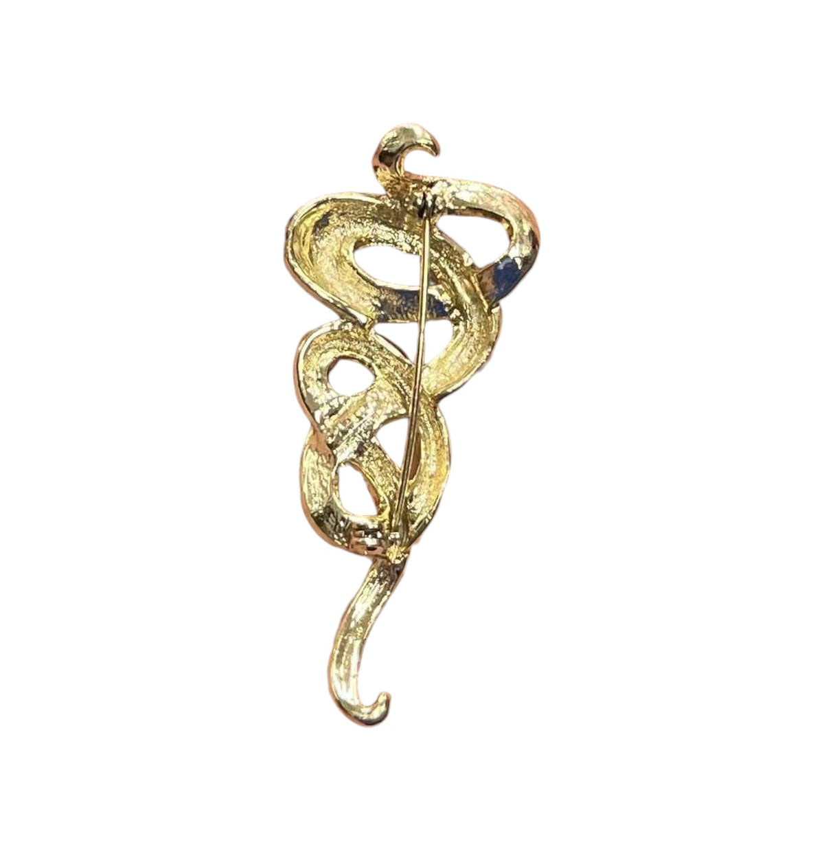 AJC Gold Tone Openwork Ribbon Swirl Fashion Brooch Scarf Lapel Pin 2.5" image 2