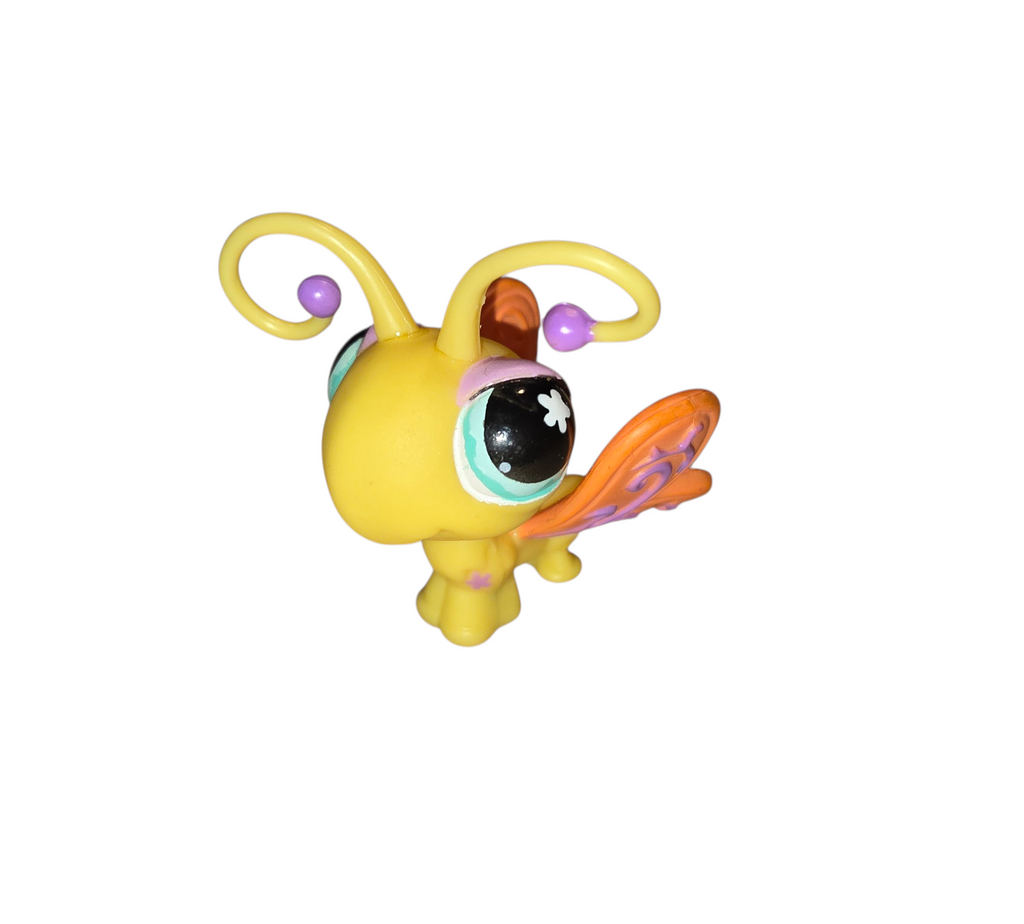 2008 Hasbro Littlest Pet Shop LPS #497 Yellow Butterfly w/ Orange Wings