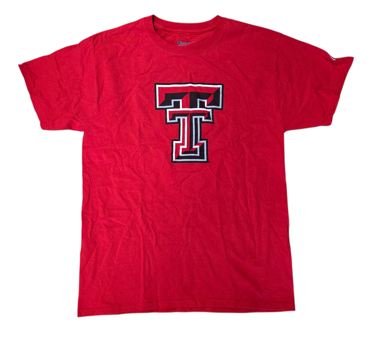 Champion Texas Tech Red Raiders Red Big Logo Sports T Shirt Size Medium