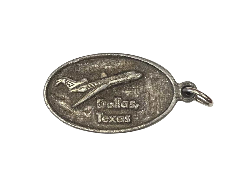 Vintage Dallas Texas Airplane Keychain Metal Pendant