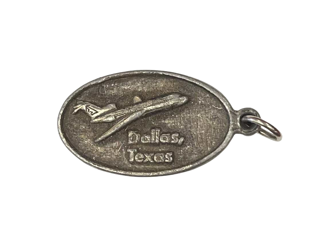 Vintage Dallas Texas Airplane Keychain Metal Pendant