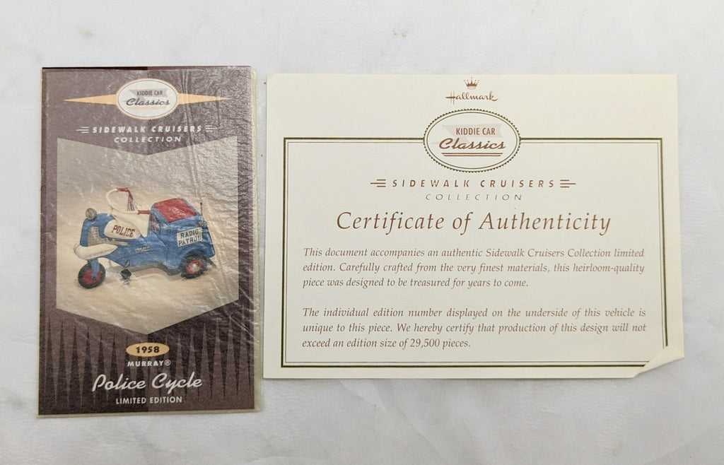 Hallmark Kiddie Car Classics Sidewalk Cruisers 1958 Police Cycle image 4