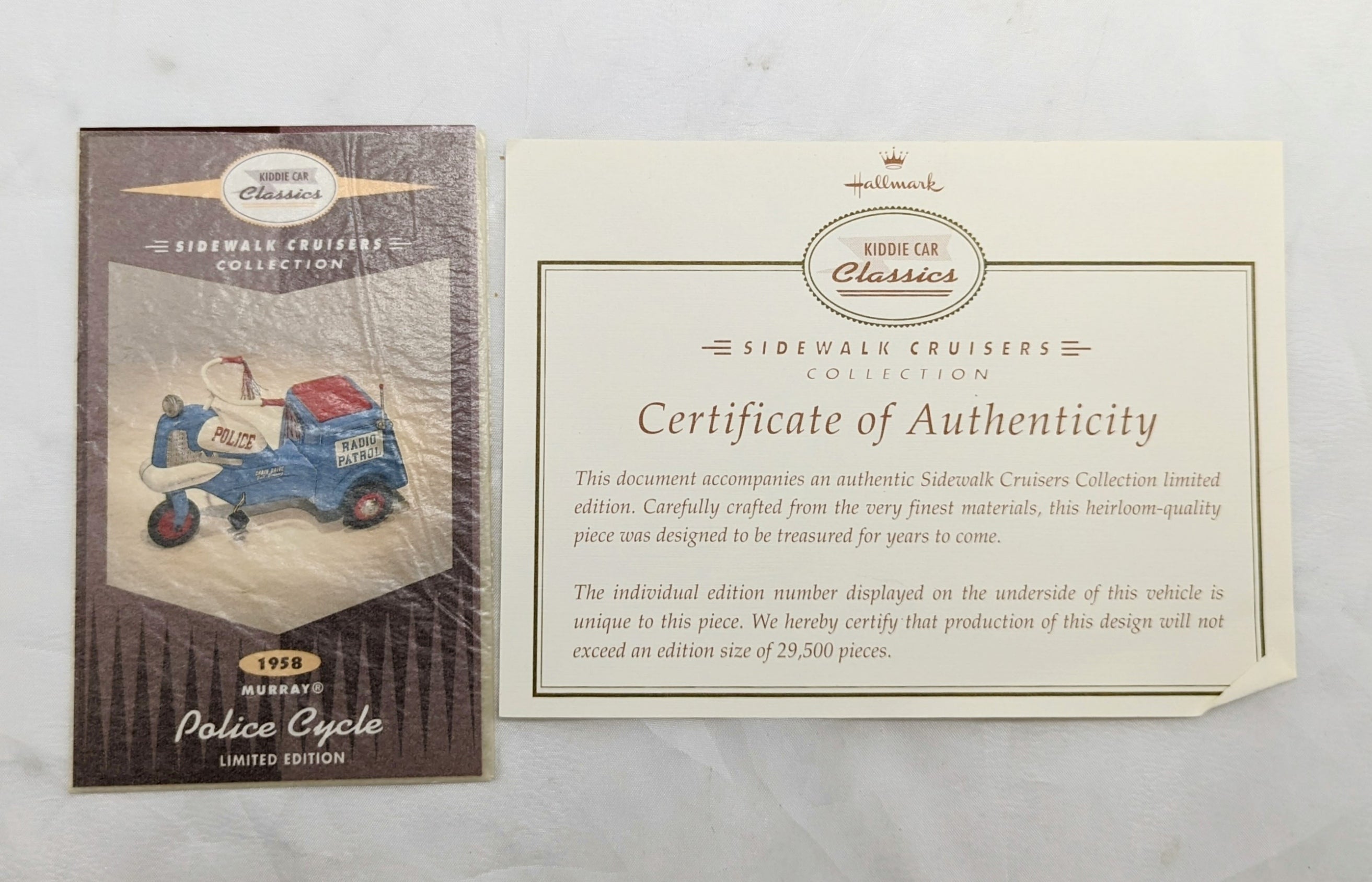 Hallmark Kiddie Car Classics Sidewalk Cruisers 1958 Police Cycle image 4