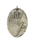 Vintage Christian Joy Pewter? Cross Oval Shaped Pendant