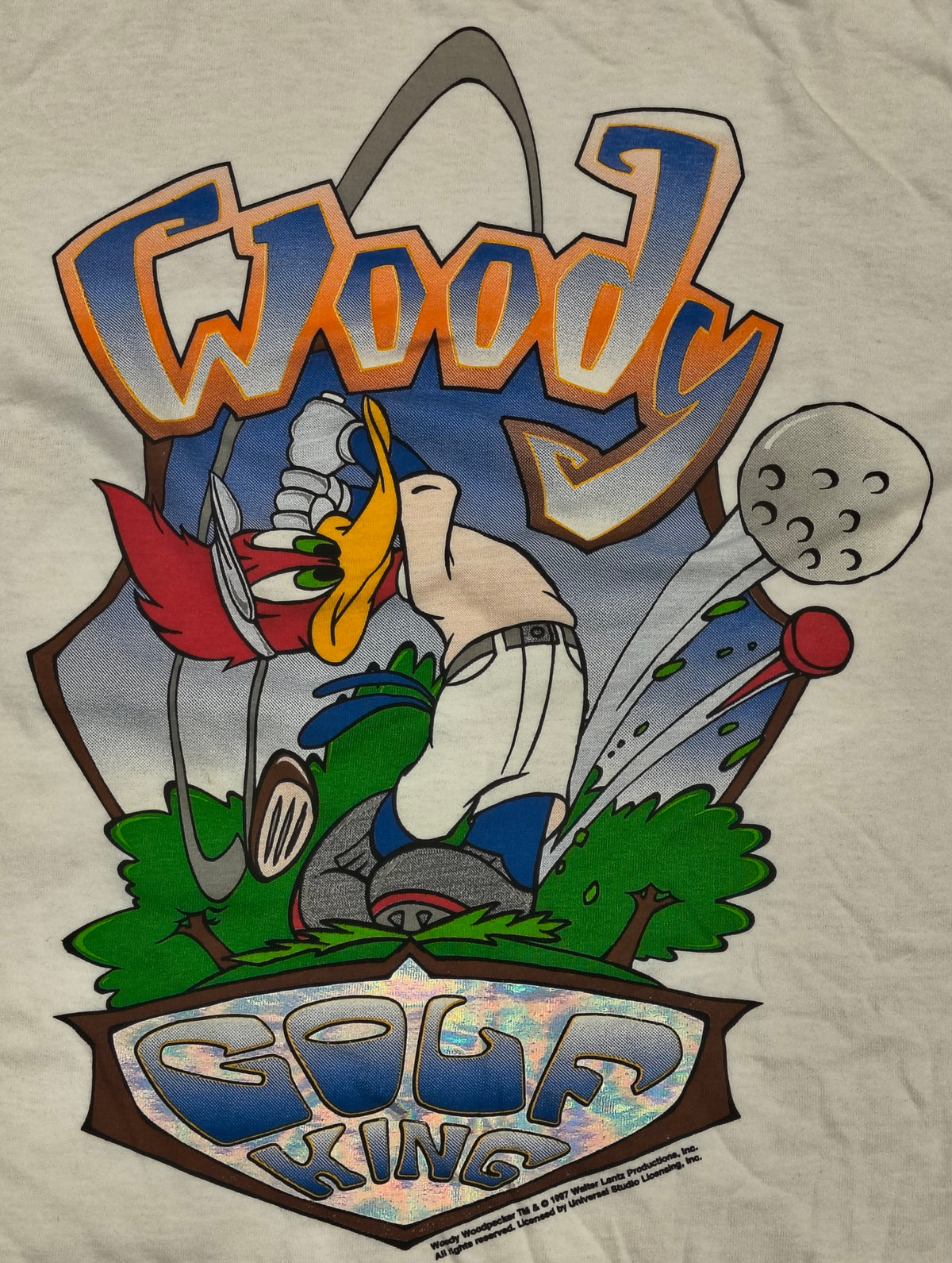 1997 Grafix Walter Lantz Woody Woodpecker Golf King Large White T-Shirt image 7