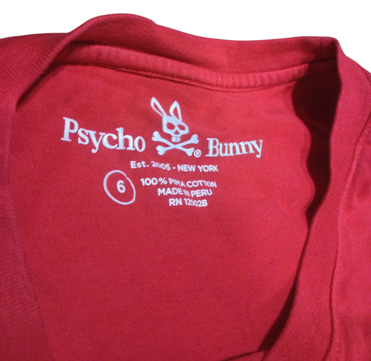Psycho Bunny Red Bicknell Graphic T-Shirt Short Sleeve Men's Size 6 Large image 3