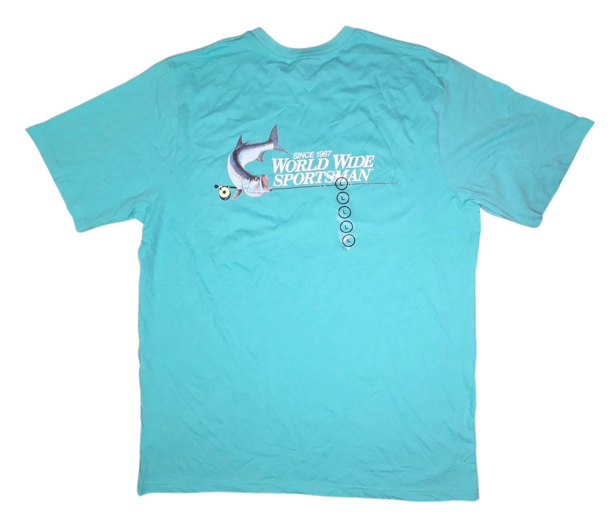 World Wide Sportsman Since 1967 Bass Teal Double Sided Pocket T-Shirt Large image 2