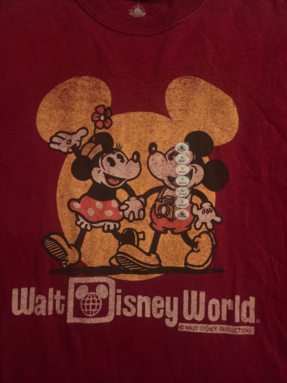 Disney Parks Walt Disney World Mickey And Minnie Retro T-Shirt Size Large image 4