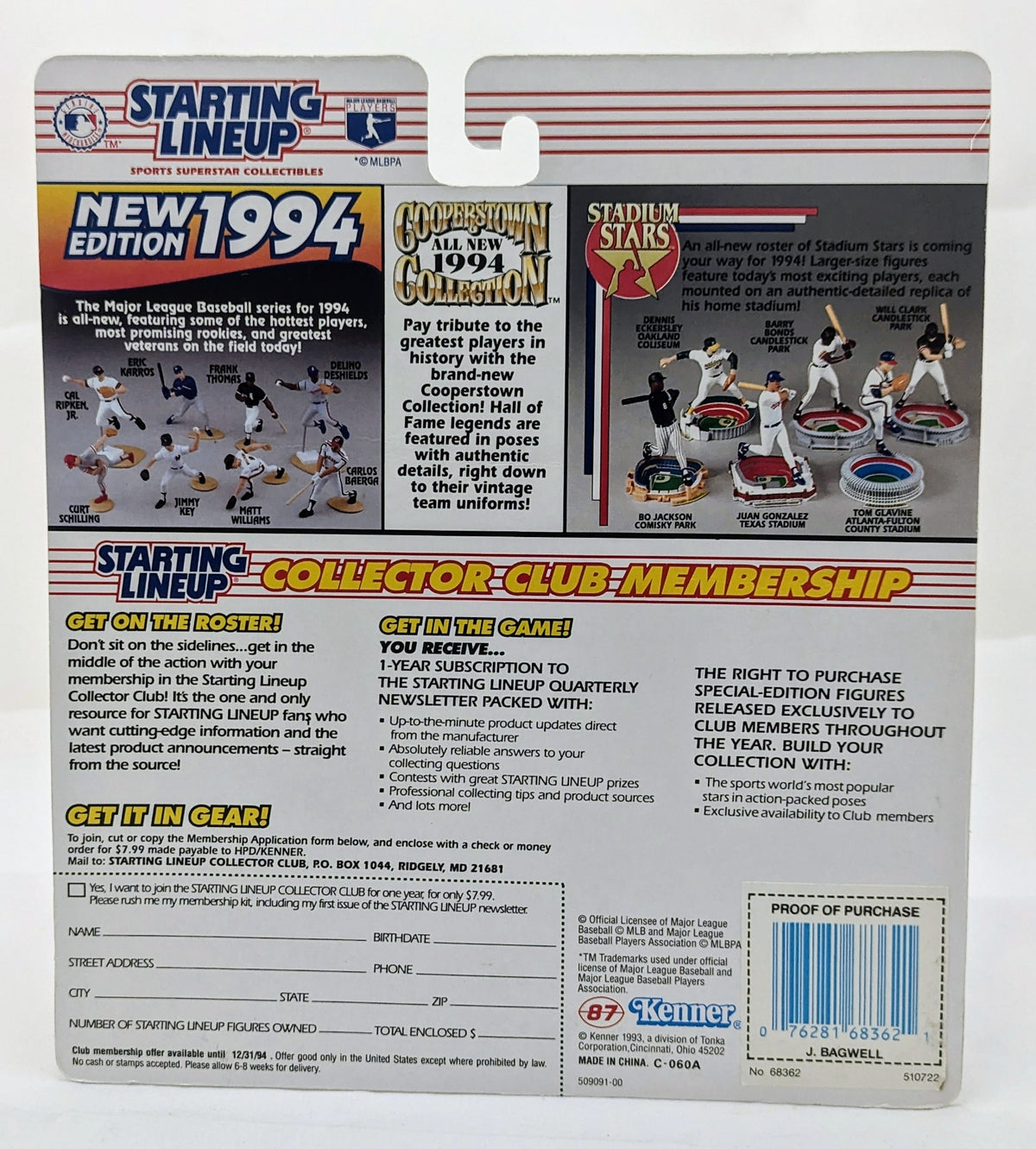 1994 Starting Lineup Jeff Bagwell Houston Astros Baseball Figure image 2