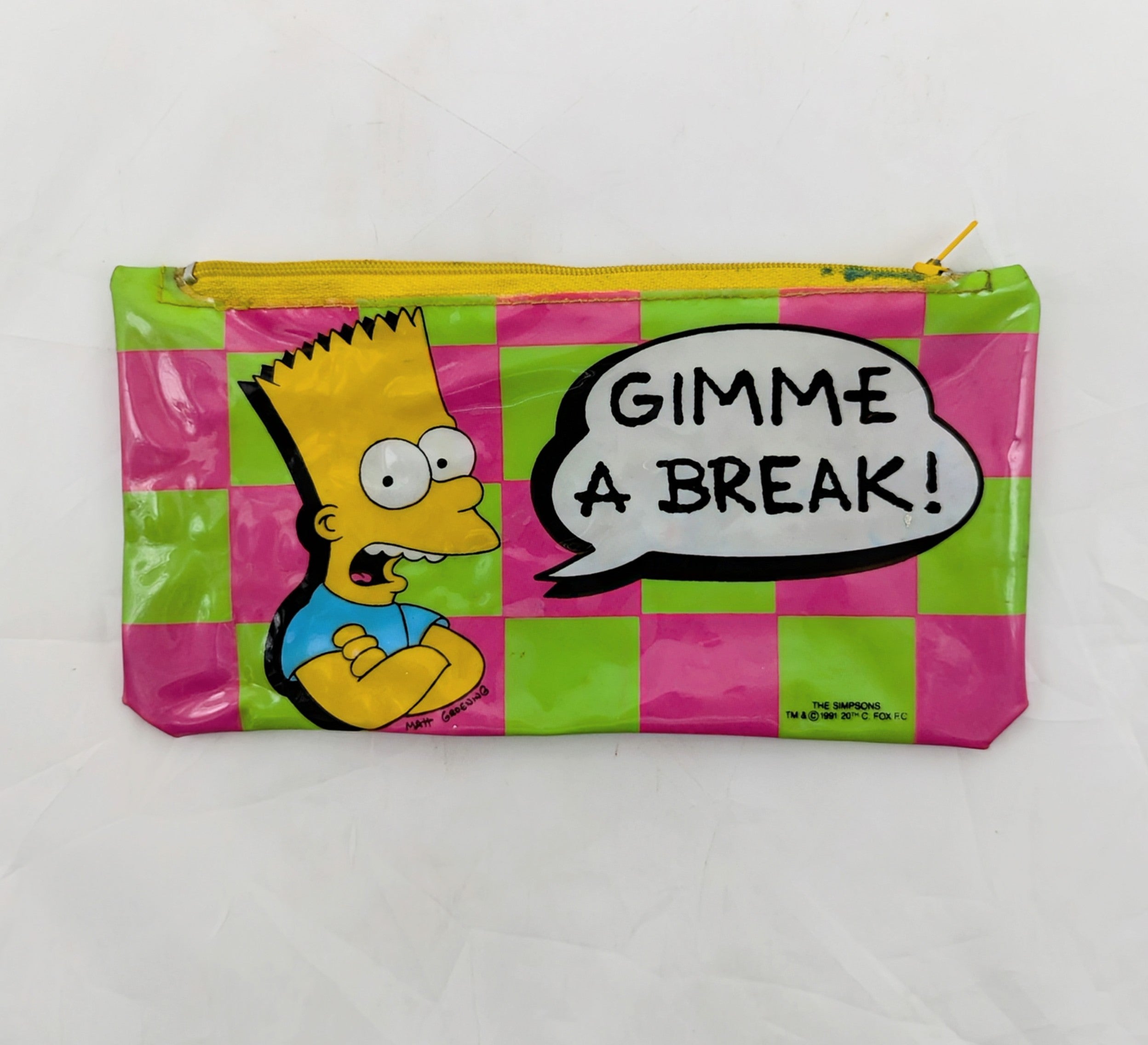 1991 The Simpsons Bart Simpsons Gimme A Break Vinyl Pencil Case Stationary Case